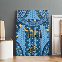 Bula Fiji Vintage Canvas Wall Art Prussian Blue Masi Motifs
