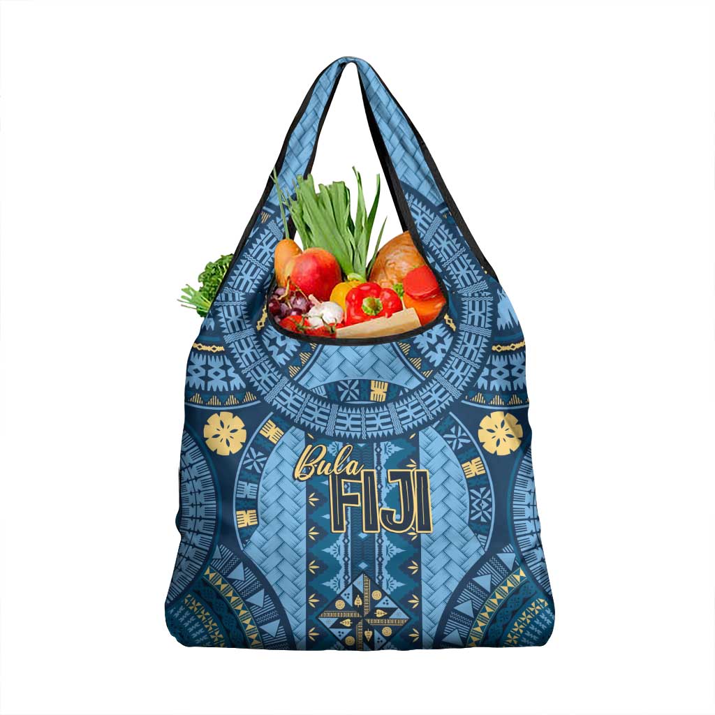 Bula Fiji Vintage Grocery Bag Prussian Blue Masi Motifs