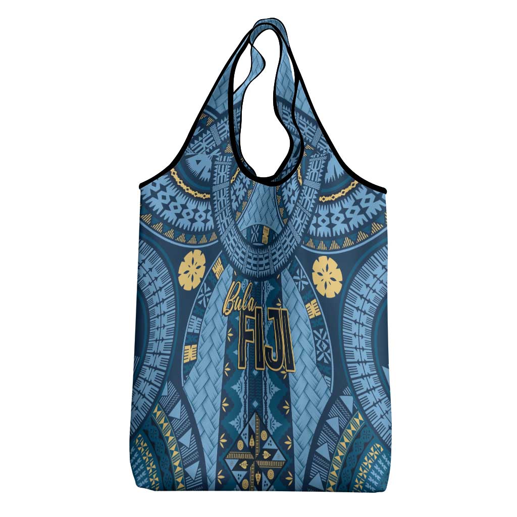 Bula Fiji Vintage Grocery Bag Prussian Blue Masi Motifs