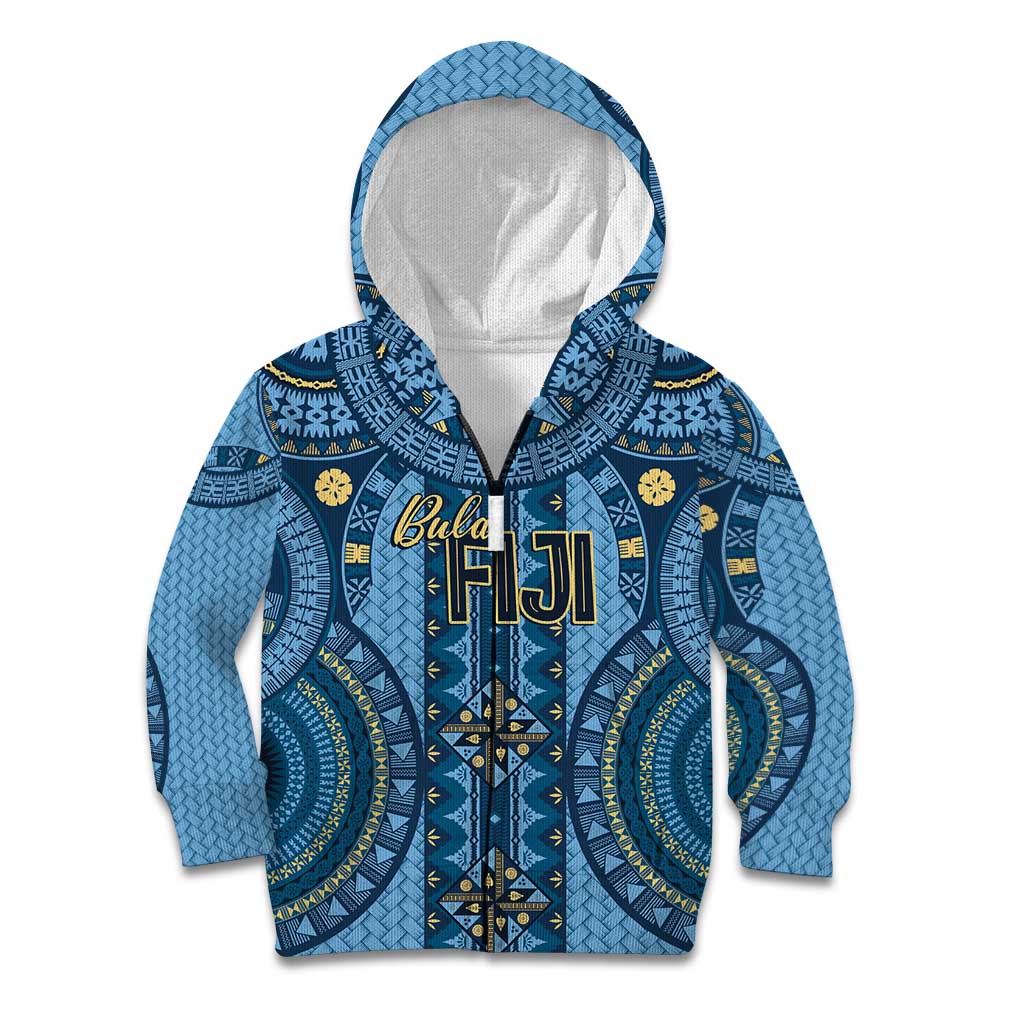 Bula Fiji Vintage Kid Hoodie Prussian Blue Masi Motifs