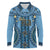 Bula Fiji Vintage Long Sleeve Polo Shirt Prussian Blue Masi Motifs