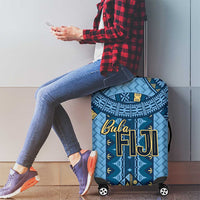 Bula Fiji Vintage Luggage Cover Prussian Blue Masi Motifs