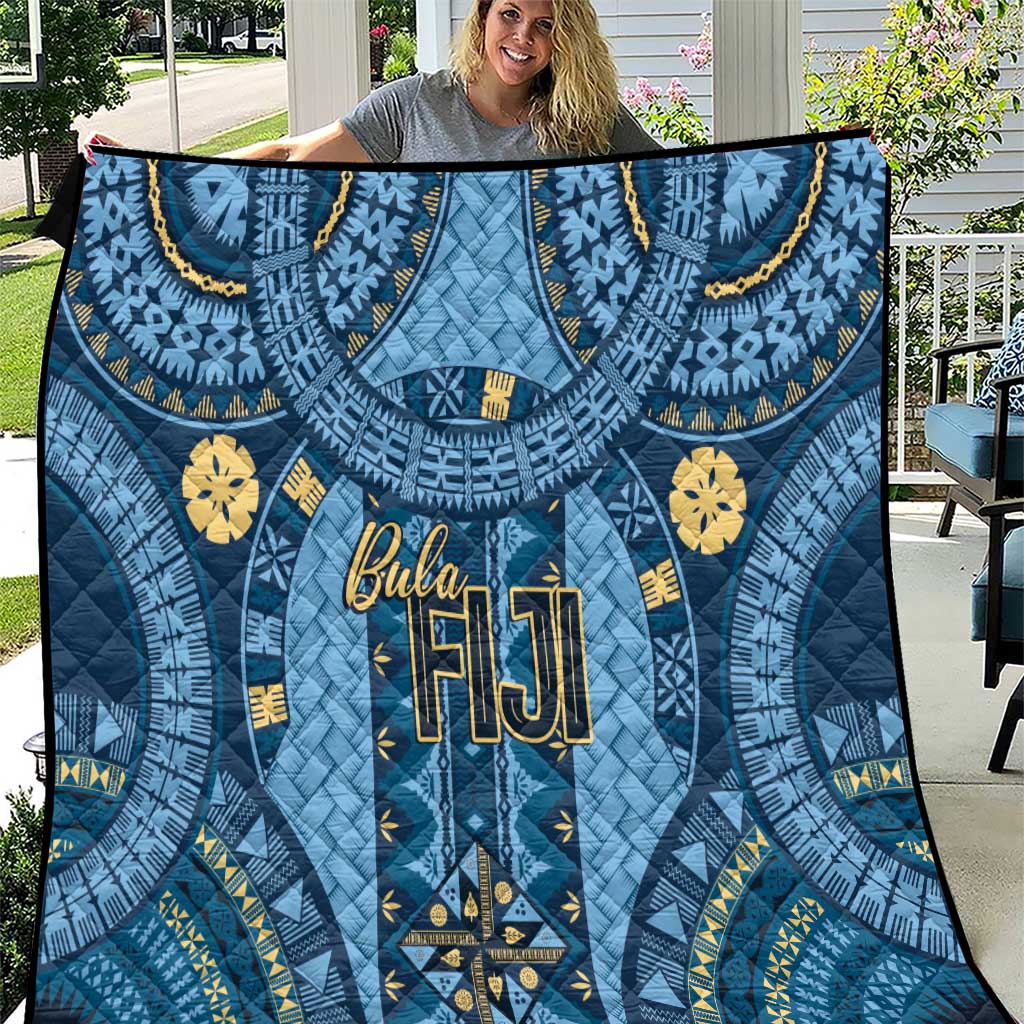 Bula Fiji Vintage Quilt Prussian Blue Masi Motifs