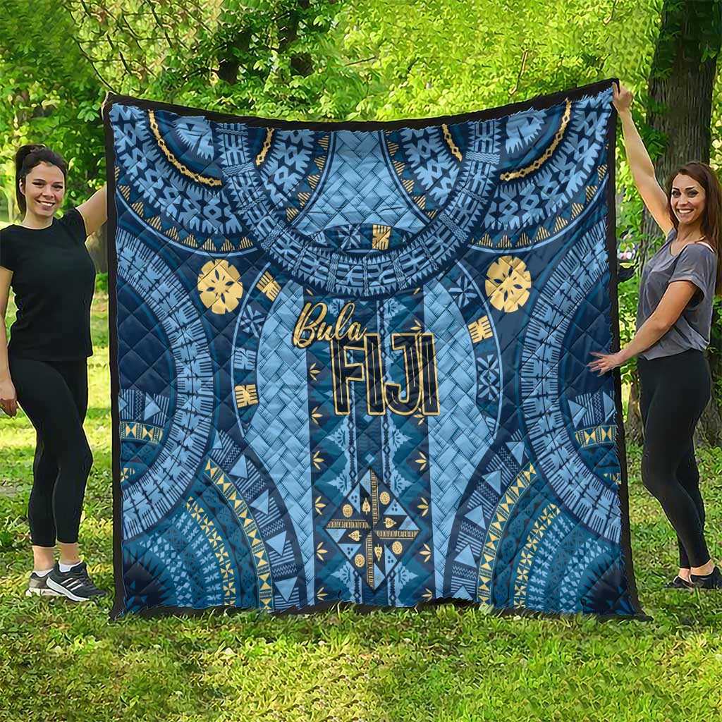 Bula Fiji Vintage Quilt Prussian Blue Masi Motifs