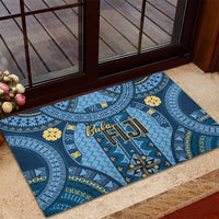 Bula Fiji Vintage Rubber Doormat Prussian Blue Masi Motifs