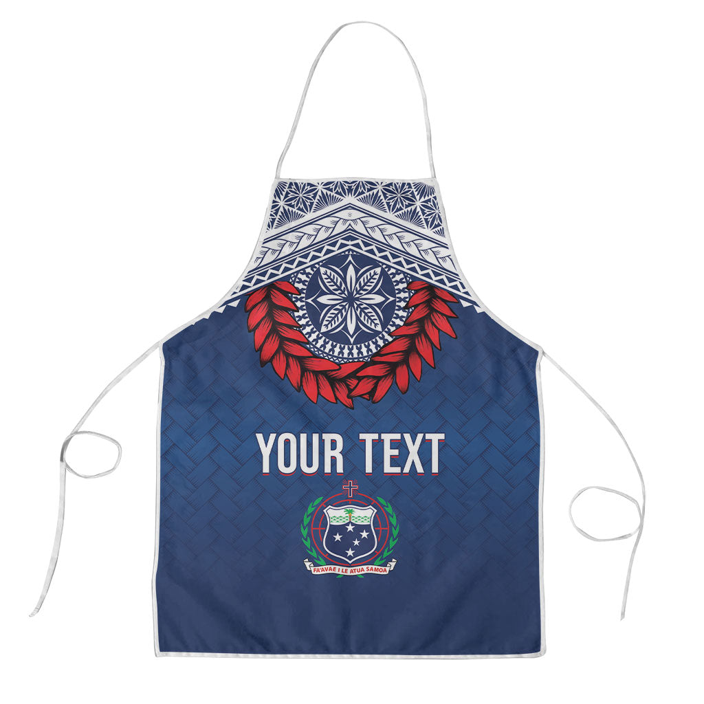 Manu Samoa Rugby Custom Navy Blue Apron ʻIe Toga Pattern With Red Ula fala LT7 Navy Blue - Polynesian Pride