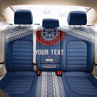 Manu Samoa Rugby Custom Navy Blue Back Car Seat Cover ʻIe Toga Pattern With Red Ula fala LT7 - Polynesian Pride