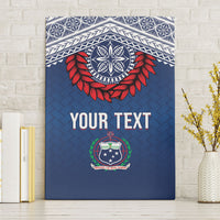 Manu Samoa Rugby Custom Navy Blue Canvas Wall Art ʻIe Toga Pattern With Red Ula fala LT7 Without Frame Navy Blue - Polynesian Pride