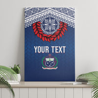 Manu Samoa Rugby Custom Navy Blue Canvas Wall Art ʻIe Toga Pattern With Red Ula fala LT7 - Polynesian Pride