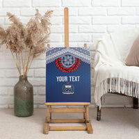 Manu Samoa Rugby Custom Navy Blue Canvas Wall Art ʻIe Toga Pattern With Red Ula fala LT7 - Polynesian Pride