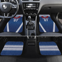 Manu Samoa Rugby Custom Navy Blue Car Mats ʻIe Toga Pattern With Red Ula fala LT7 Set 4pcs Navy Blue - Polynesian Pride