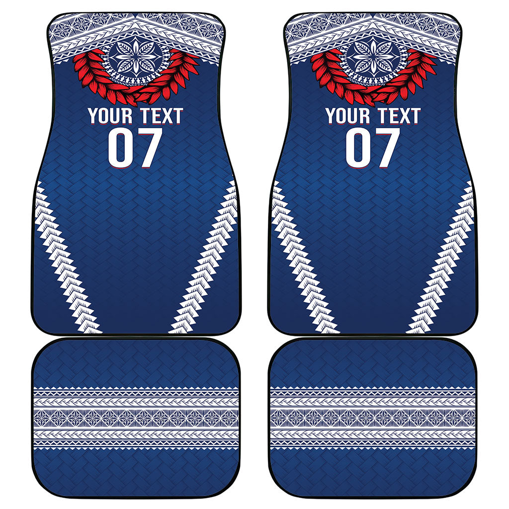 Manu Samoa Rugby Custom Navy Blue Car Mats ʻIe Toga Pattern With Red Ula fala LT7 - Polynesian Pride