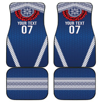 Manu Samoa Rugby Custom Navy Blue Car Mats ʻIe Toga Pattern With Red Ula fala LT7 - Polynesian Pride
