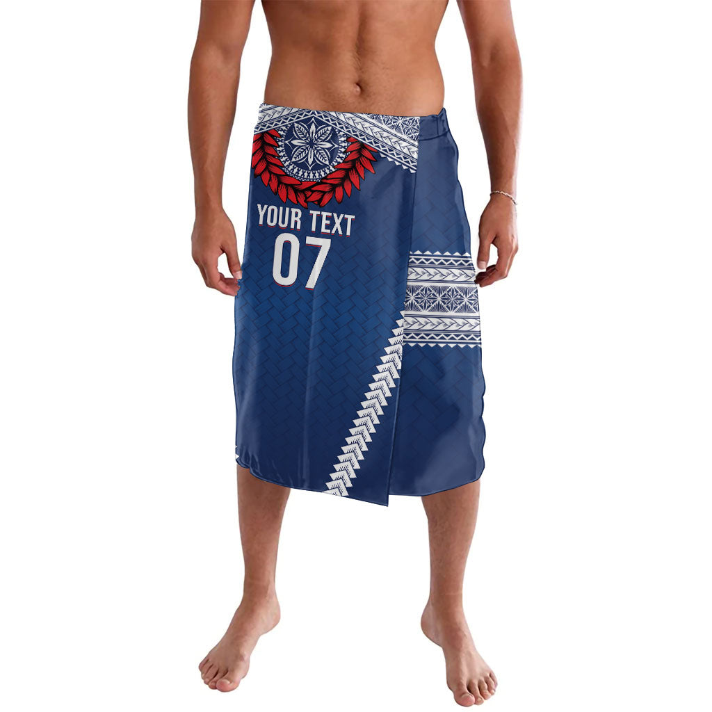 Manu Samoa Rugby Custom Navy Blue Lavalava ʻIe Toga Pattern With Red Ula fala LT7 Navy Blue - Polynesian Pride