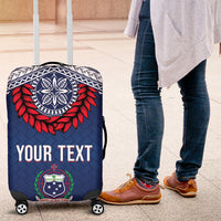 Manu Samoa Rugby Custom Navy Blue Luggage Cover ʻIe Toga Pattern With Red Ula fala LT7 Navy Blue - Polynesian Pride