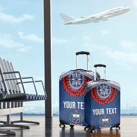 Manu Samoa Rugby Custom Navy Blue Luggage Cover ʻIe Toga Pattern With Red Ula fala LT7 - Polynesian Pride