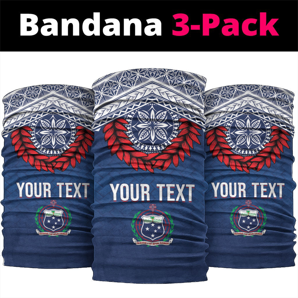 Manu Samoa Rugby Custom Navy Blue Neck Gaiter ʻIe Toga Pattern With Red Ula fala LT7 package One Size: 25*50cm Navy Blue - Polynesian Pride