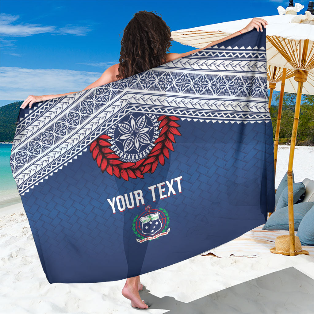 Manu Samoa Rugby Custom Navy Blue Sarong ʻIe Toga Pattern With Red Ula fala LT7 One Size 44 x 66 inches Navy Blue - Polynesian Pride