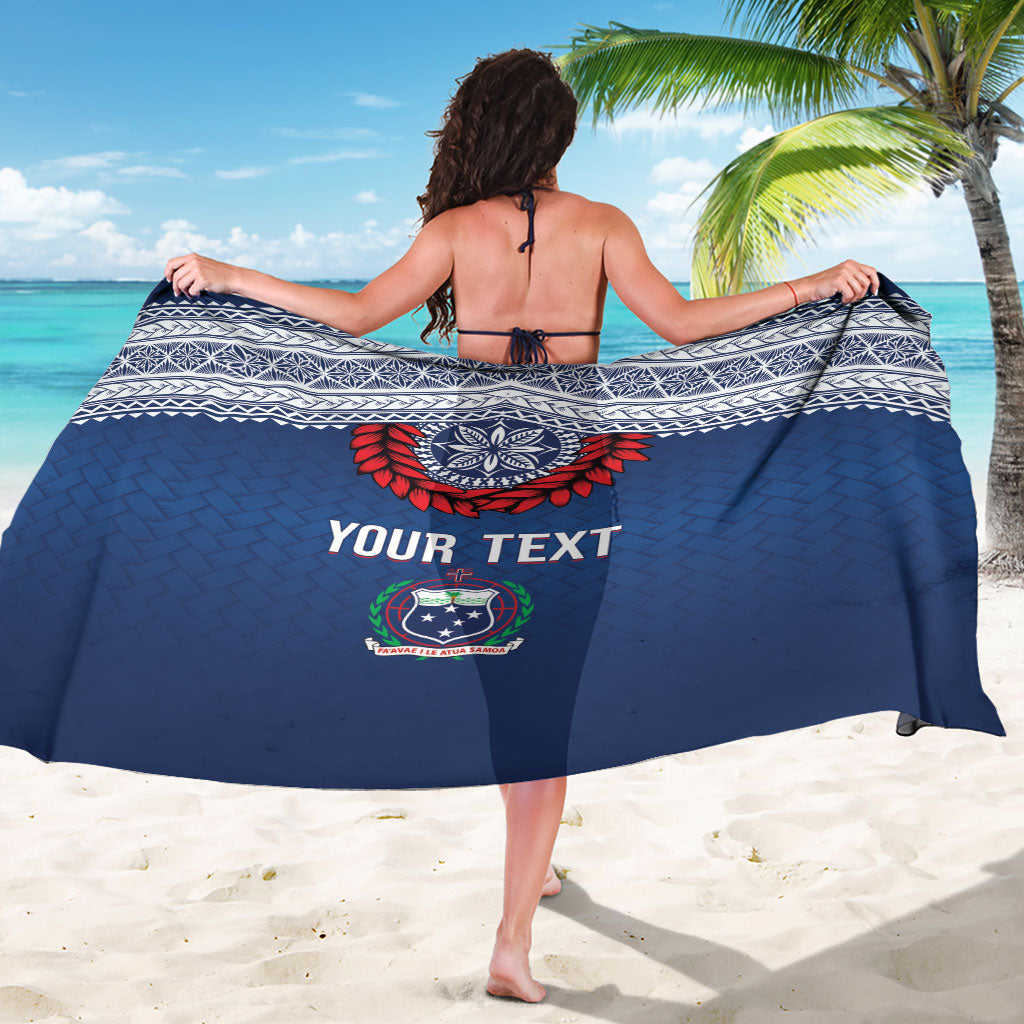 Manu Samoa Rugby Custom Navy Blue Sarong ʻIe Toga Pattern With Red Ula fala LT7 - Polynesian Pride