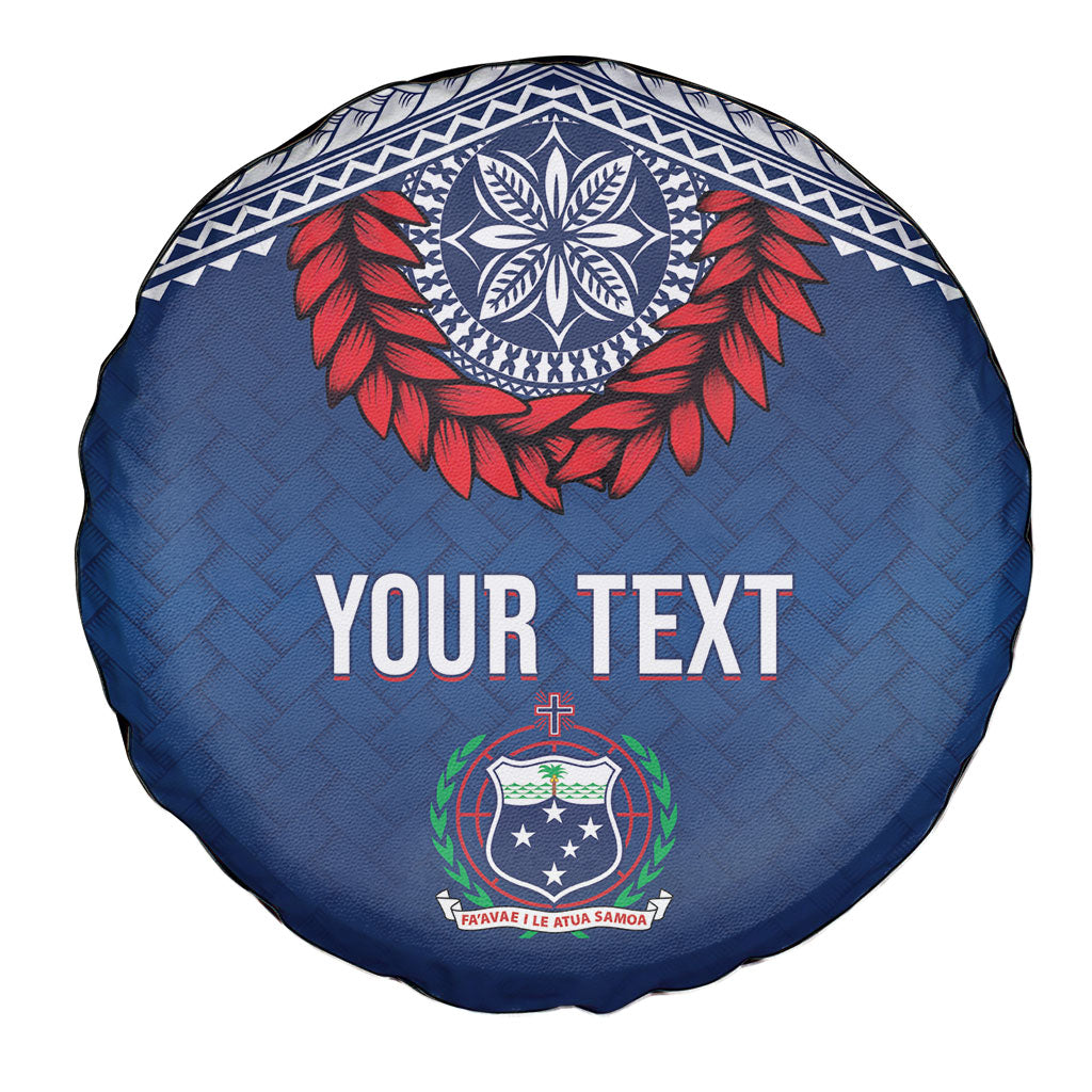 Manu Samoa Rugby Custom Navy Blue Spare Tire Cover ʻIe Toga Pattern With Red Ula fala LT7 - Polynesian Pride