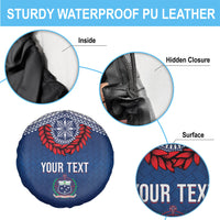 Manu Samoa Rugby Custom Navy Blue Spare Tire Cover ʻIe Toga Pattern With Red Ula fala LT7 - Polynesian Pride