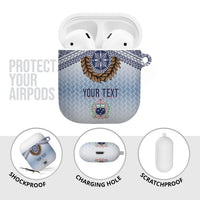 Manu Samoa Rugby Custom White AirPods Case ʻIe Toga Pattern With Brown Ula fala LT7 - Polynesian Pride