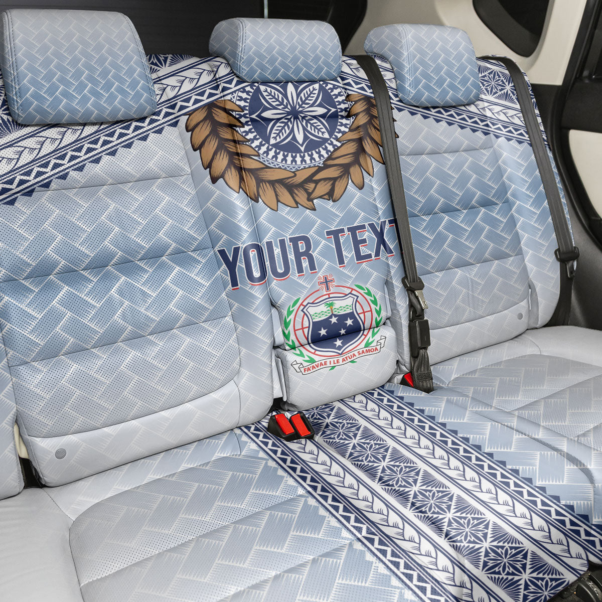 Manu Samoa Rugby Custom White Back Car Seat Cover ʻIe Toga Pattern With Brown Ula fala LT7 - Polynesian Pride
