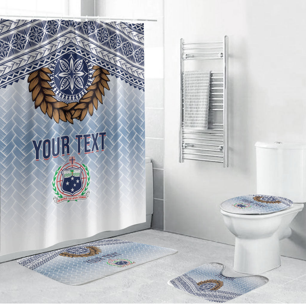 Manu Samoa Rugby Custom White Bathroom Set ʻIe Toga Pattern With Brown Ula fala LT7 Bathroom Set (4 pcs) White - Polynesian Pride