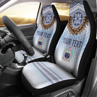 Manu Samoa Rugby Custom White Car Seat Cover ʻIe Toga Pattern With Brown Ula fala LT7 - Polynesian Pride