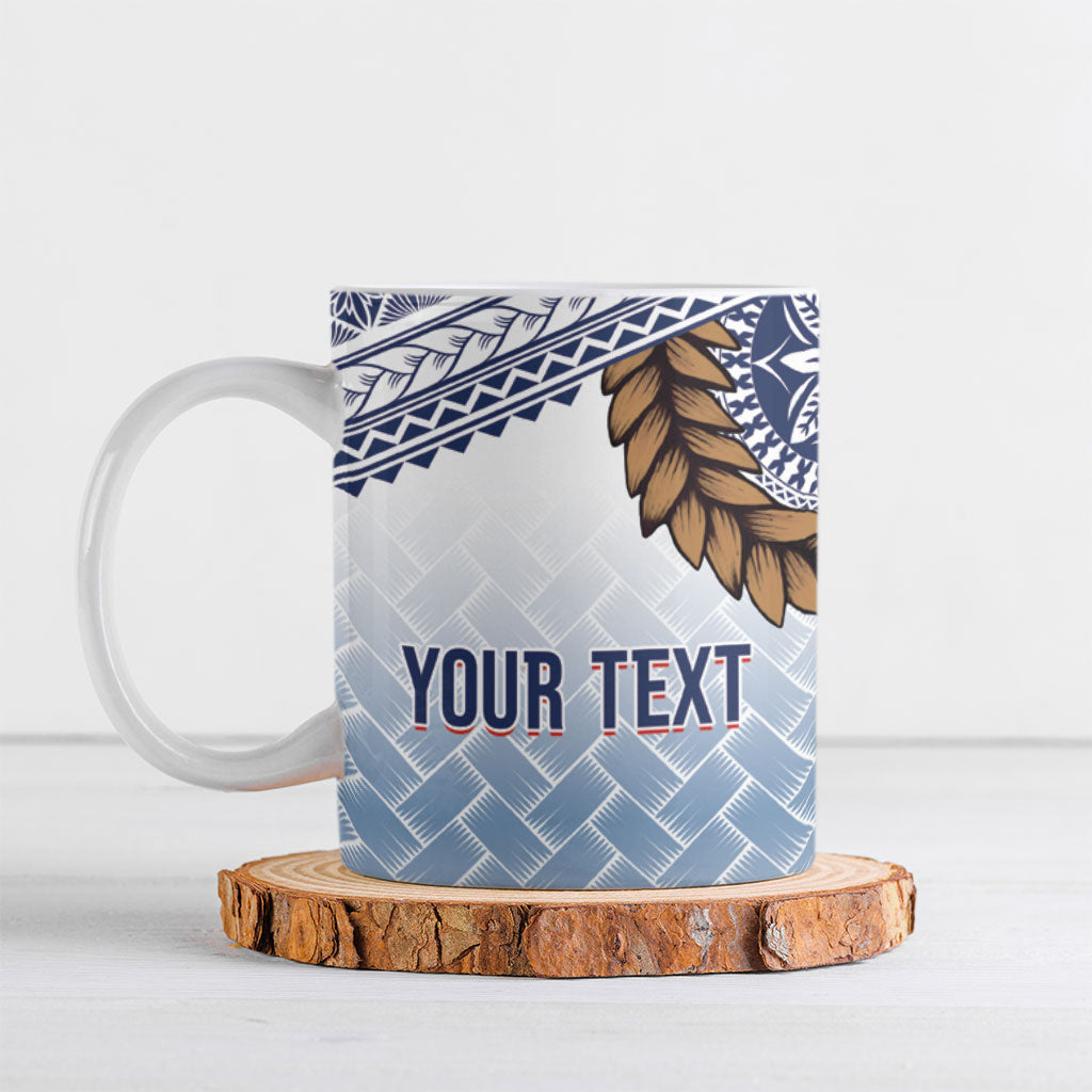 Manu Samoa Rugby Custom White Ceramic Mug ʻIe Toga Pattern With Brown Ula fala LT7 White - Polynesian Pride