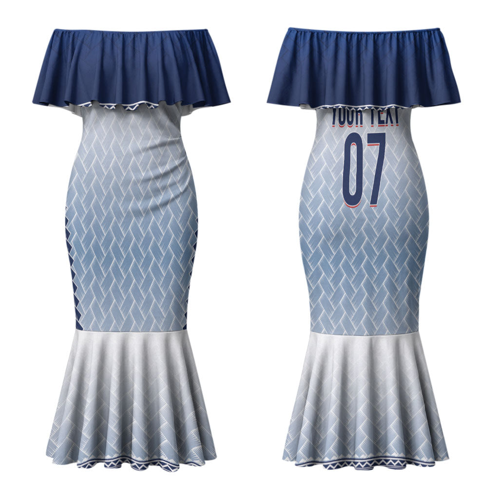Manu Samoa Rugby Custom White Couples Matching Mermaid Dress and Hawaiian Shirt ʻIe Toga Pattern With Brown Ula fala LT7 - Polynesian Pride