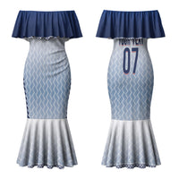 Manu Samoa Rugby Custom White Couples Matching Mermaid Dress and Hawaiian Shirt ʻIe Toga Pattern With Brown Ula fala LT7 - Polynesian Pride