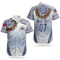 Manu Samoa Rugby Custom White Couples Matching Summer Maxi Dress and Hawaiian Shirt ʻIe Toga Pattern With Brown Ula fala LT7 - Polynesian Pride