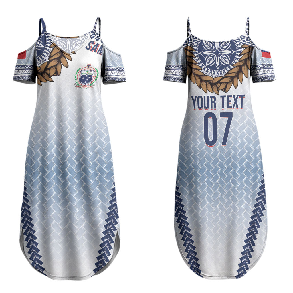 Manu Samoa Rugby Custom White Couples Matching Summer Maxi Dress and Hawaiian Shirt ʻIe Toga Pattern With Brown Ula fala LT7 - Polynesian Pride