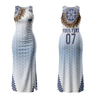 Manu Samoa Rugby Custom White Couples Matching Tank Maxi Dress and Hawaiian Shirt ʻIe Toga Pattern With Brown Ula fala LT7 - Polynesian Pride