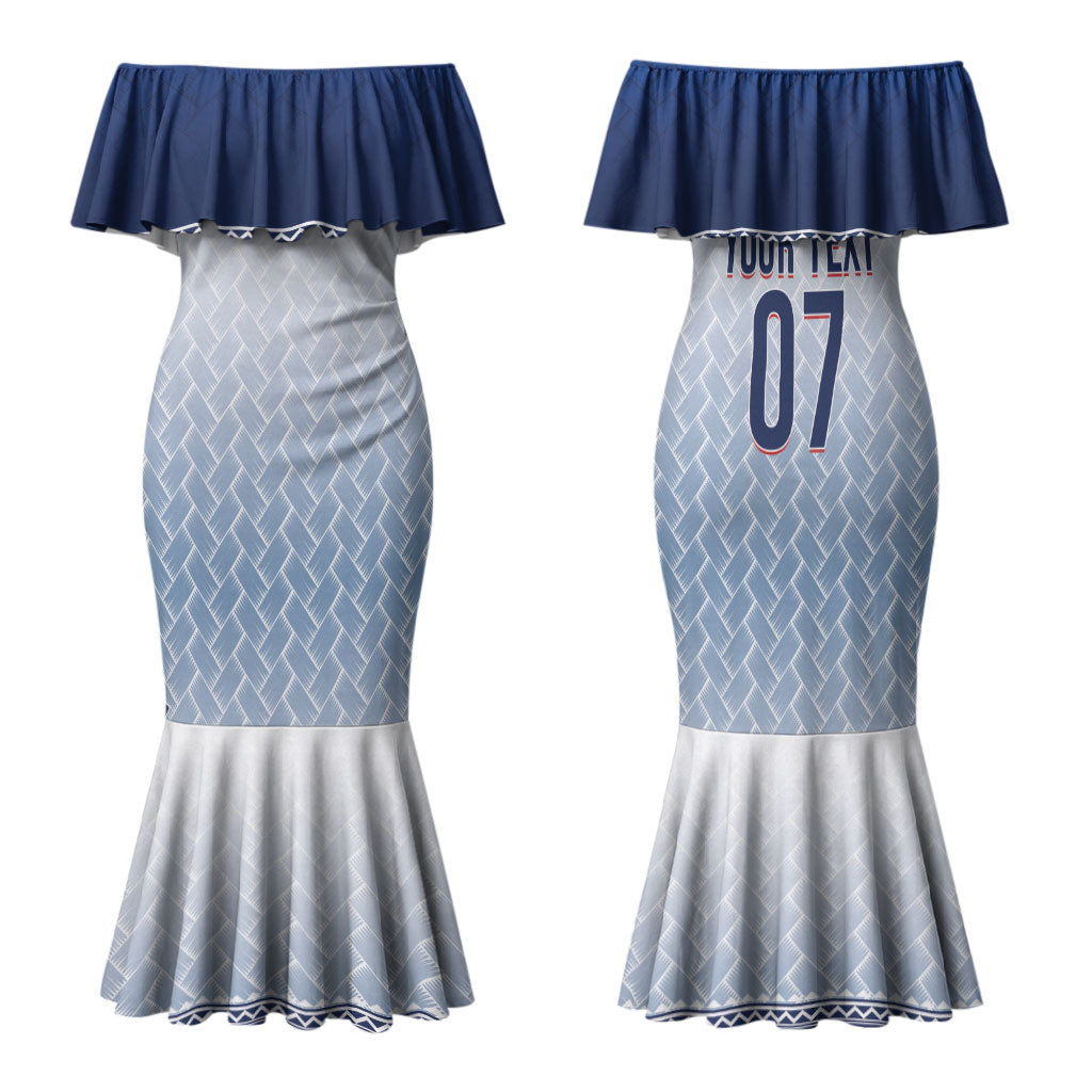 Manu Samoa Rugby Custom White Family Matching Mermaid Dress and Hawaiian Shirt ʻIe Toga Pattern With Brown Ula fala LT7 Mom's Dress White - Polynesian Pride