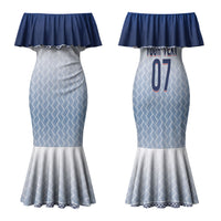 Manu Samoa Rugby Custom White Family Matching Mermaid Dress and Hawaiian Shirt ʻIe Toga Pattern With Brown Ula fala LT7 Mom's Dress White - Polynesian Pride