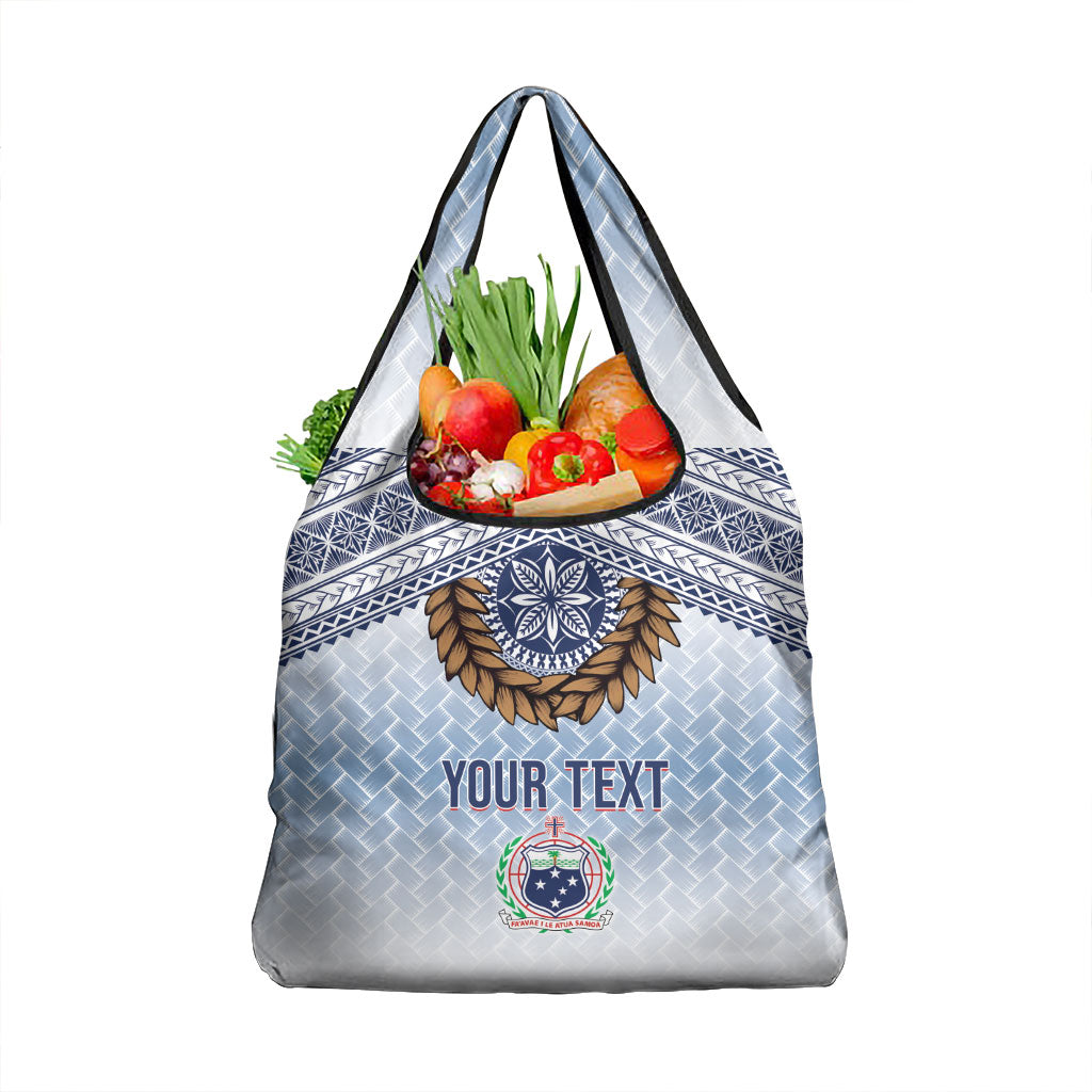 Manu Samoa Rugby Custom White Grocery Bag ʻIe Toga Pattern With Brown Ula fala LT7 1-pack One Size White - Polynesian Pride