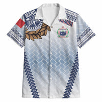 Manu Samoa Rugby Custom White Hawaiian Shirt ʻIe Toga Pattern With Brown Ula fala LT7 White - Polynesian Pride