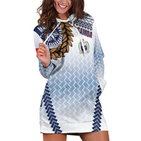 Manu Samoa Rugby Custom White Hoodie Dress ʻIe Toga Pattern With Brown Ula fala LT7 White - Polynesian Pride