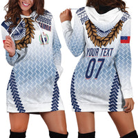 Manu Samoa Rugby Custom White Hoodie Dress ʻIe Toga Pattern With Brown Ula fala LT7 - Polynesian Pride