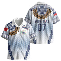 Manu Samoa Rugby Custom White Kid Hawaiian Shirt ʻIe Toga Pattern With Brown Ula fala LT7 - Polynesian Pride