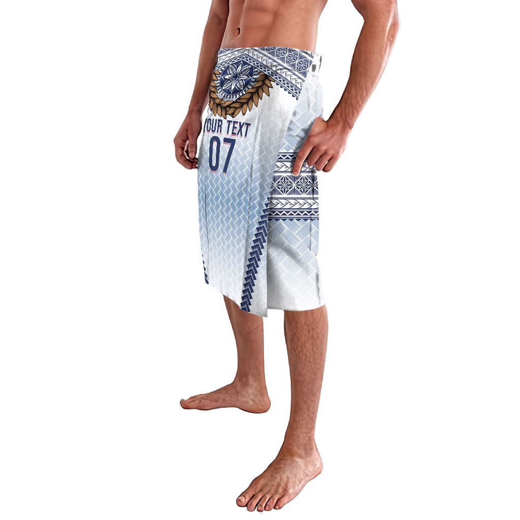 Manu Samoa Rugby Custom White Lavalava ʻIe Toga Pattern With Brown Ula fala LT7 - Polynesian Pride