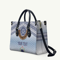 Manu Samoa Rugby Custom White Leather Bag ʻIe Toga Pattern With Brown Ula fala LT7 White - Polynesian Pride