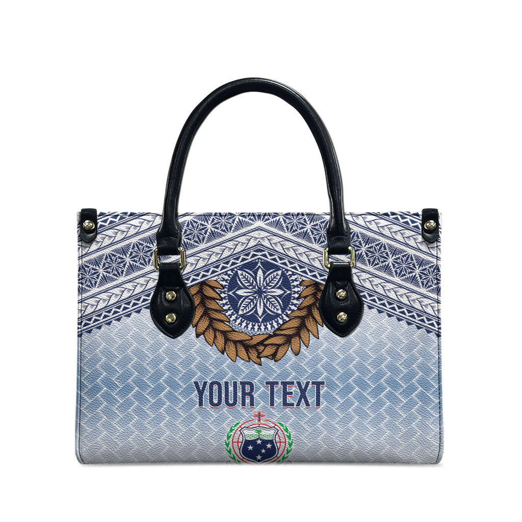 Manu Samoa Rugby Custom White Leather Bag ʻIe Toga Pattern With Brown Ula fala LT7 - Polynesian Pride