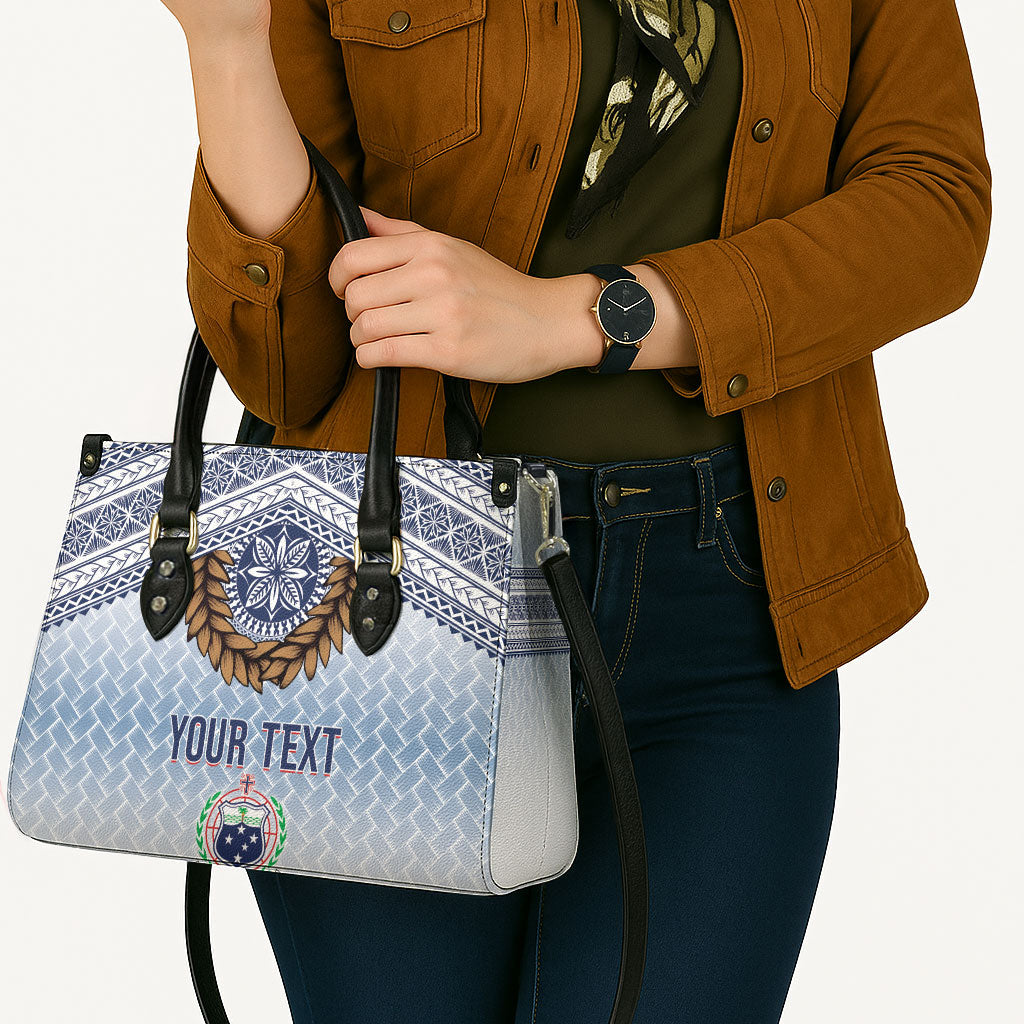 Manu Samoa Rugby Custom White Leather Bag ʻIe Toga Pattern With Brown Ula fala LT7 - Polynesian Pride