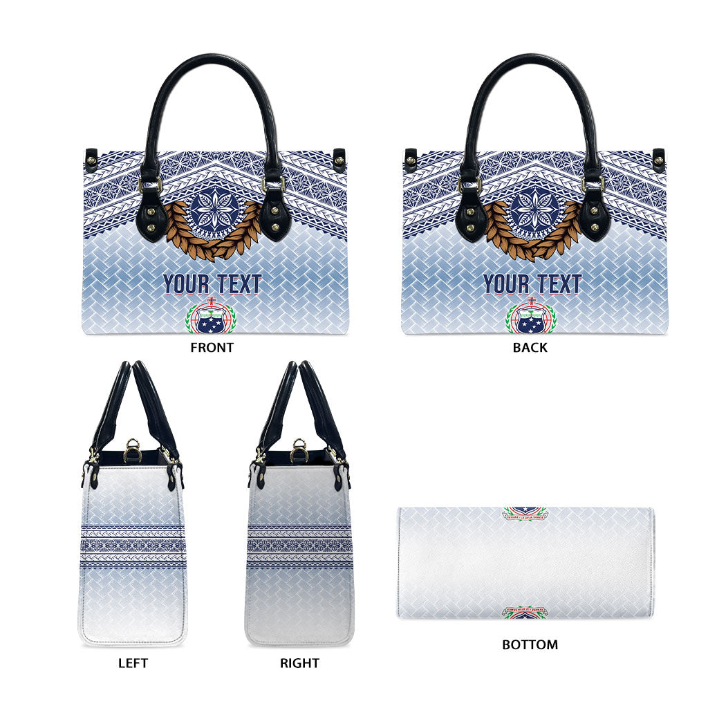 Manu Samoa Rugby Custom White Leather Bag ʻIe Toga Pattern With Brown Ula fala LT7 - Polynesian Pride