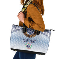Manu Samoa Rugby Custom White Leather Tote Bag ʻIe Toga Pattern With Brown Ula fala LT7 White - Polynesian Pride