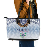 Manu Samoa Rugby Custom White Leather Tote Bag ʻIe Toga Pattern With Brown Ula fala LT7 - Polynesian Pride