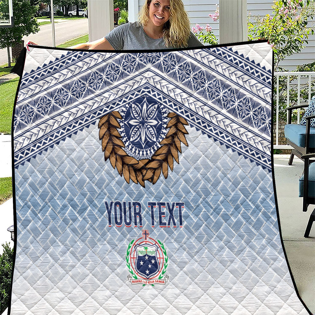 Manu Samoa Rugby Custom White Quilt ʻIe Toga Pattern With Brown Ula fala LT7 White - Polynesian Pride